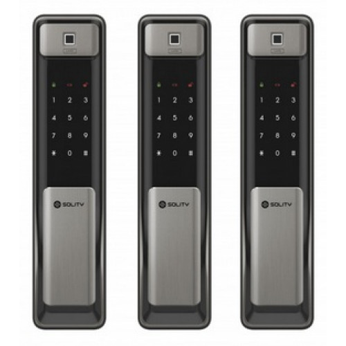 Врезной электронный дверной замок Solity GSP-2000BK Dark Silver с отпечатком пальца